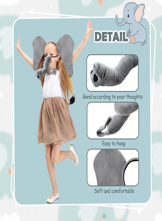 Baaxxango 4 Pcs Elephant Costume Kids,Elephant Ears Headband Nose Bowtie and Tail Costume Accessories,Elephant Accessories Set for Children Halloween Cosplay World Book Day - Image 3
